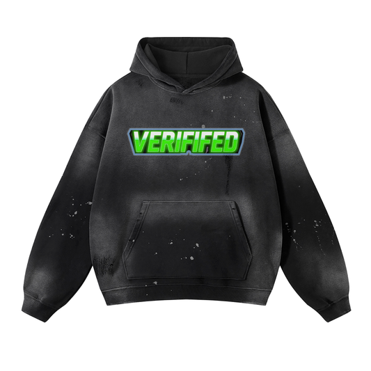 Verified Hoopers Vintage Wash Frayed Fleece Hoodie
